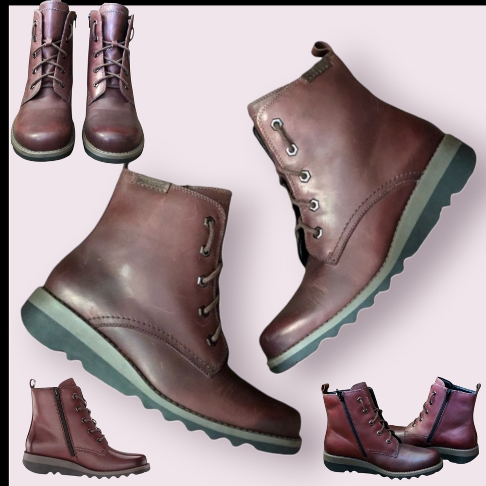 Josef Seibel burgundy combat boots